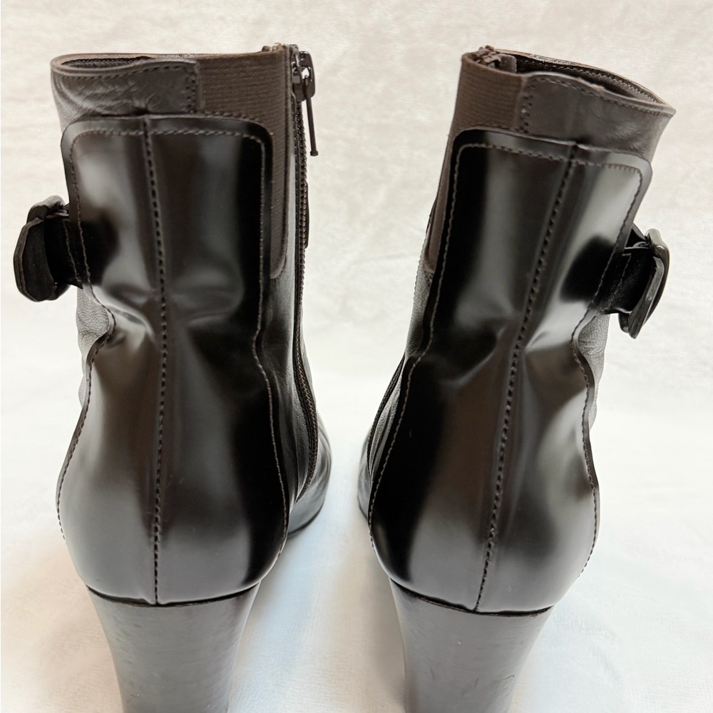 AGL Dark Brown Leather Heeled Boots - Picture 3 of 5